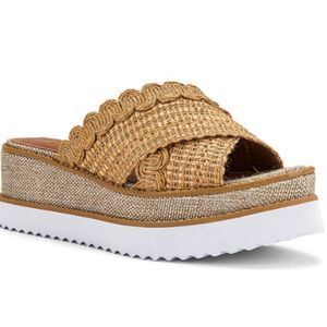 RAYE Stasia Wedge Sandal in Natural 9.5